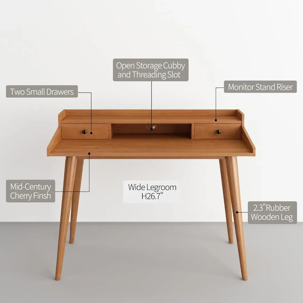 Mid-Century Writing Desk and Monitor Stand - 43"