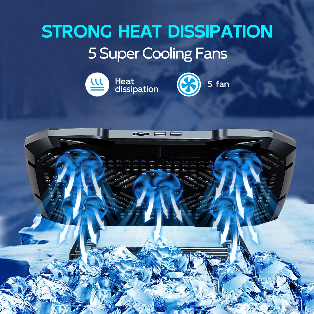 Laptop Cooling Pad for 12-17 Inch Laptop Cooler Stand w/ Phone Holder