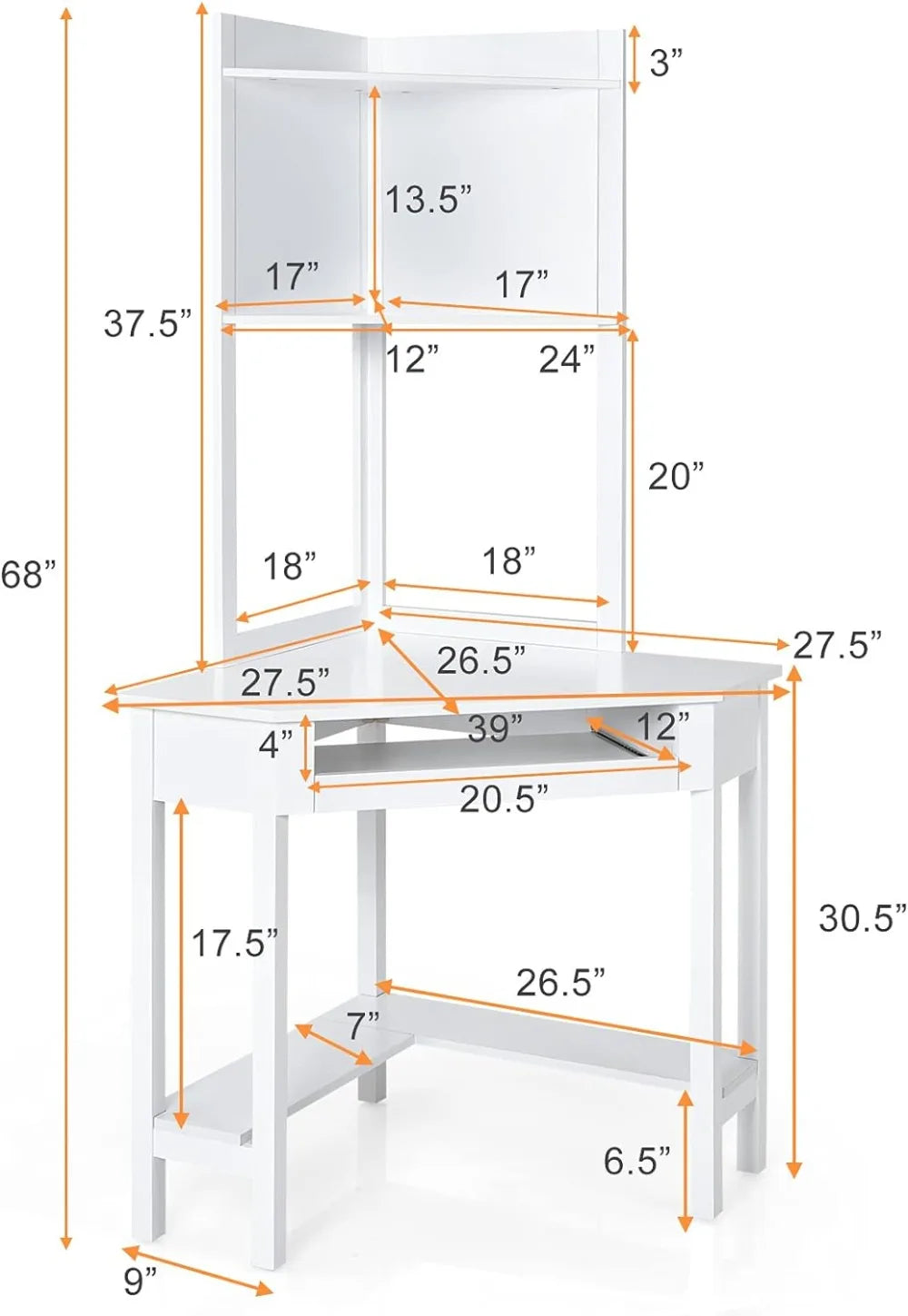 White Corner Desk w/ Hutch