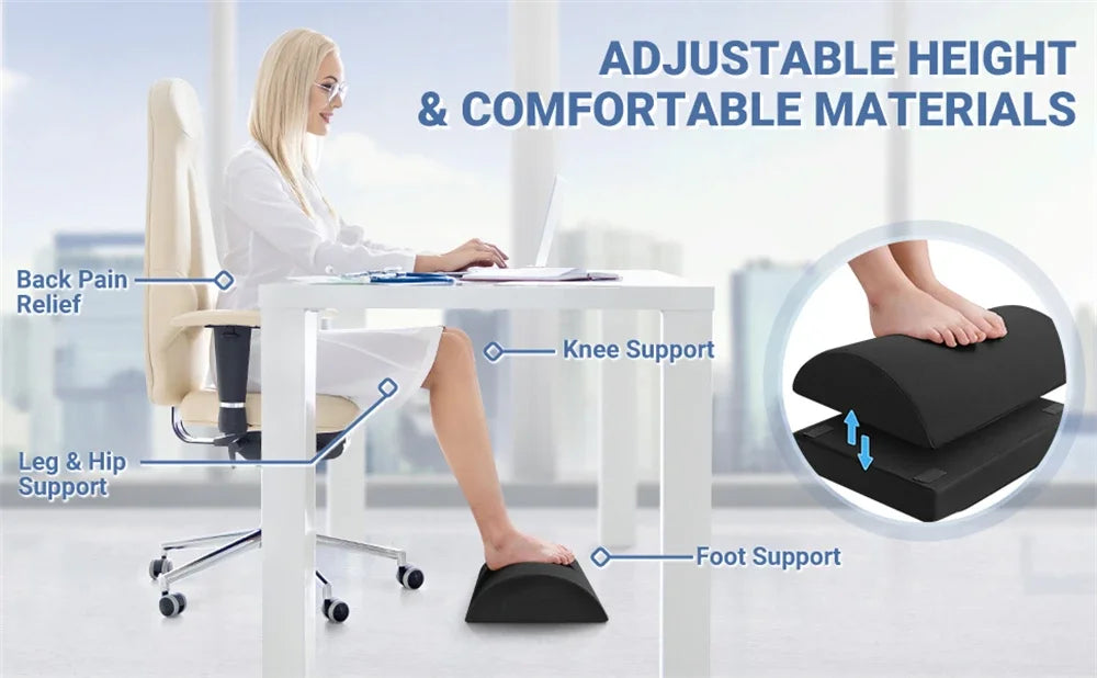 Comfy Footrest for Under Desk - Adjustable Height