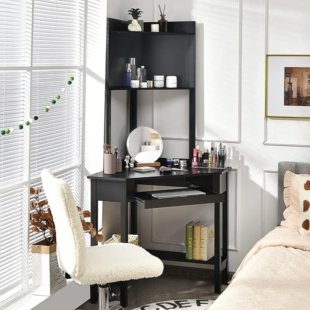 White Corner Desk w/ Hutch