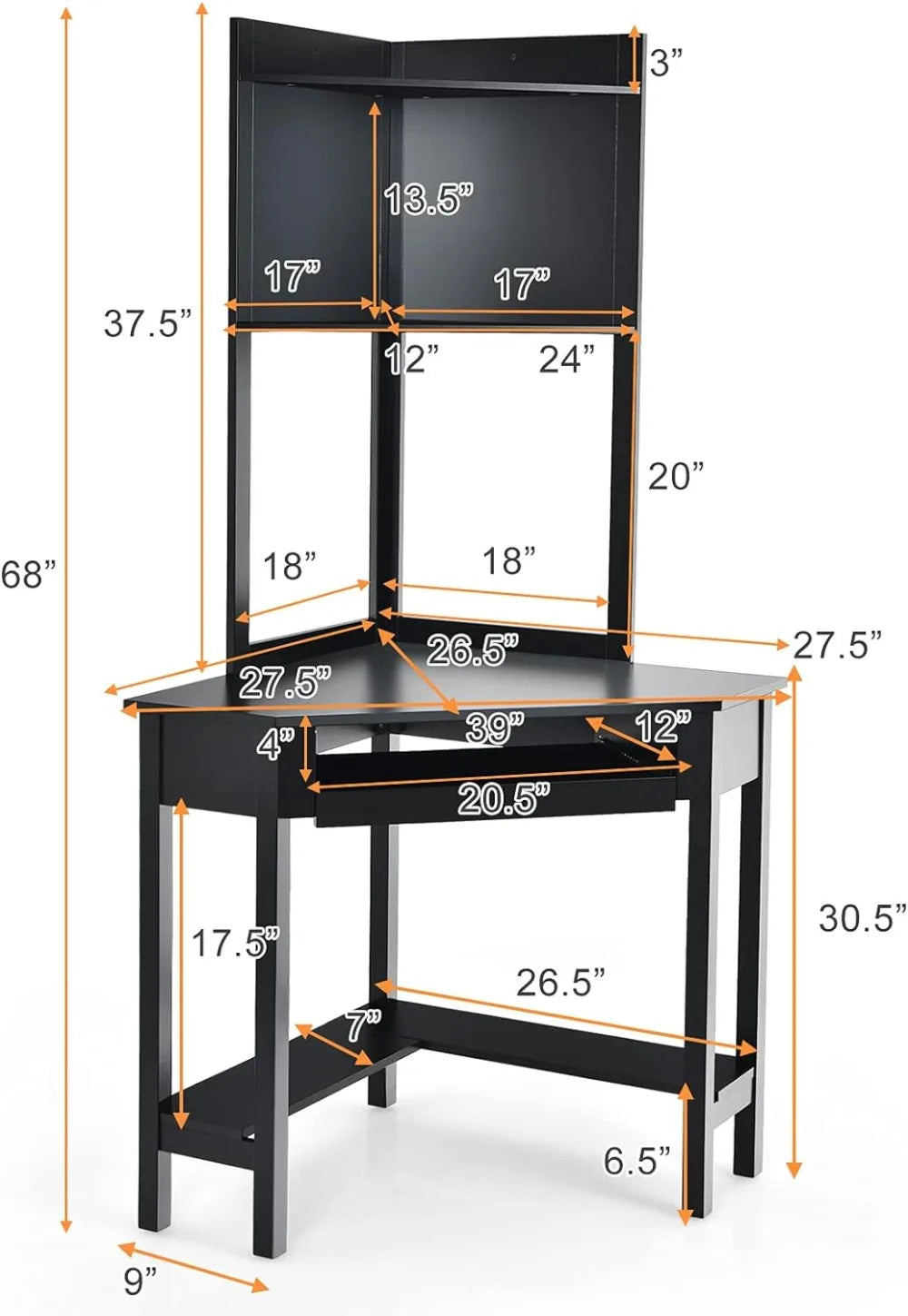 White Corner Desk w/ Hutch