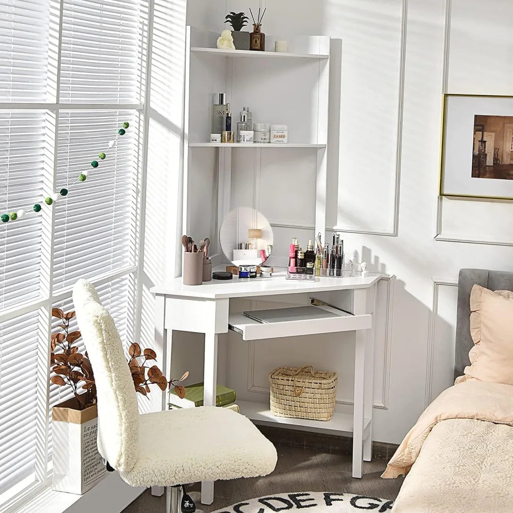 White Corner Desk w/ Hutch