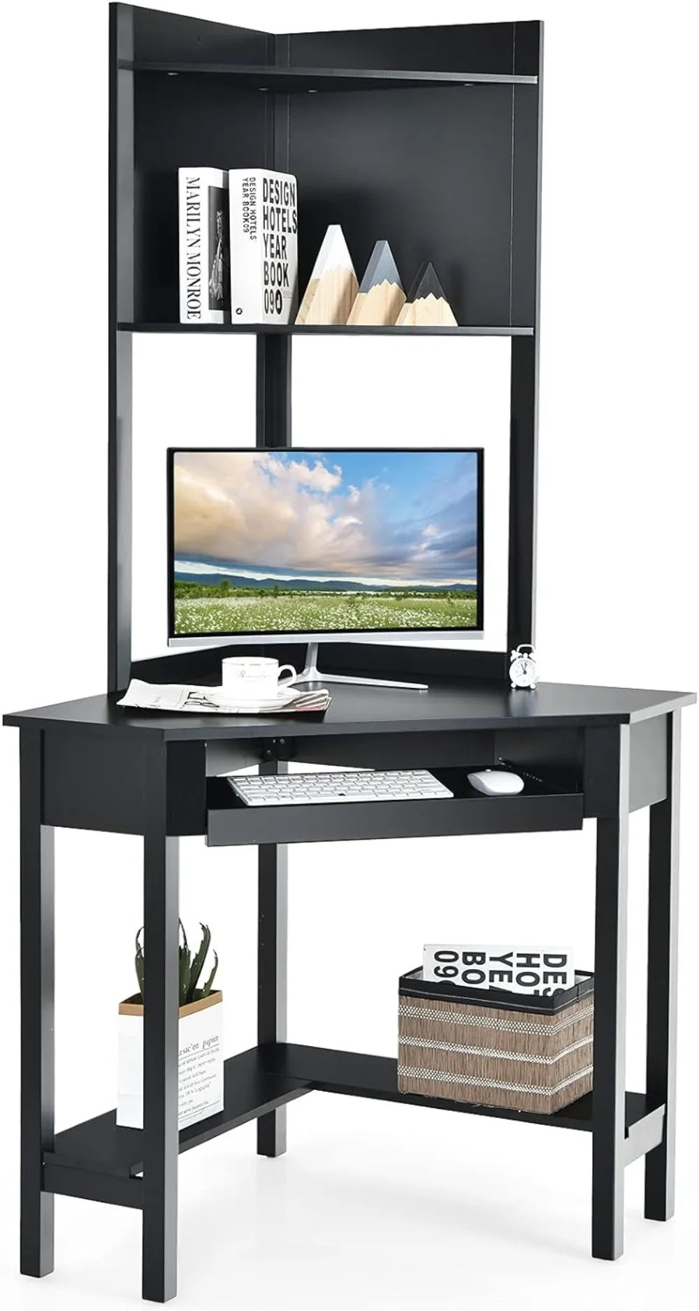 White Corner Desk w/ Hutch