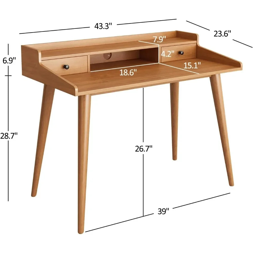 Mid-Century Writing Desk and Monitor Stand - 43"