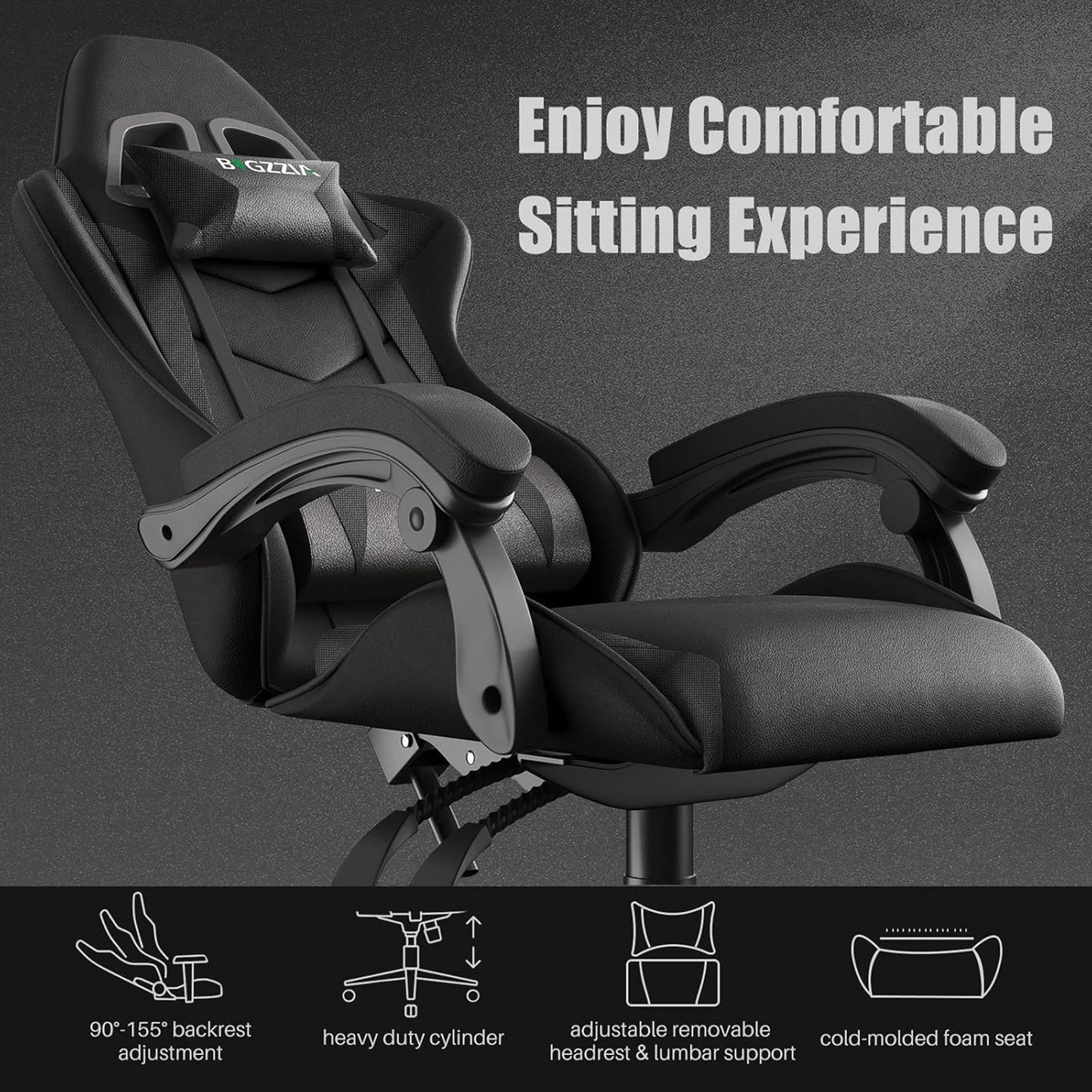 Gaming Chair with Headrest and Lumbar Support