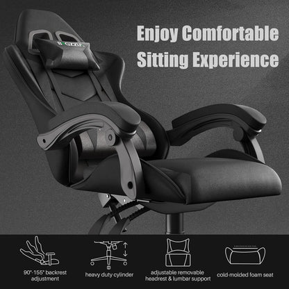 Gaming Chair with Headrest and Lumbar Support