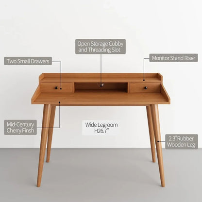 Mid-Century Writing Desk and Monitor Stand - 43"