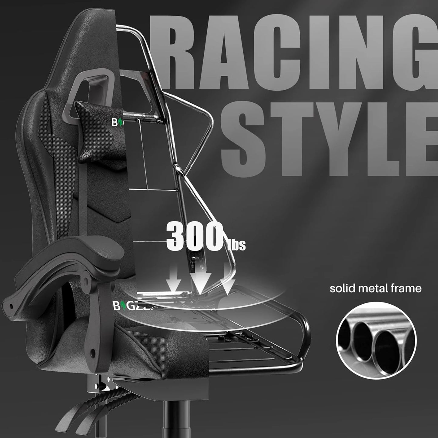 Gaming Chair with Headrest and Lumbar Support