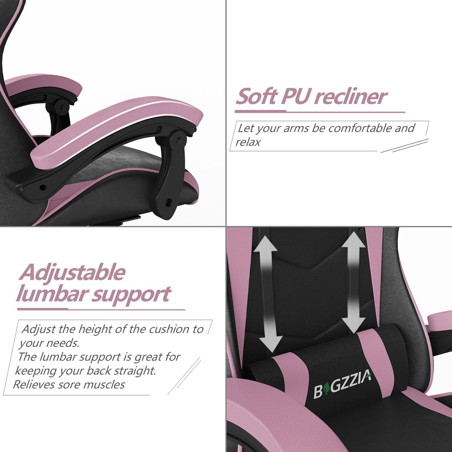 Gaming Chair with Headrest and Lumbar Support