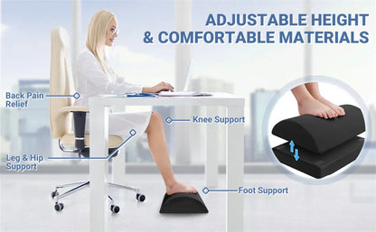 Comfy Footrest for Under Desk - Adjustable Height
