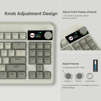M87 Hot-Swap Retro-Style Keyboard + Bluetooth, USB, OLED Display Knob