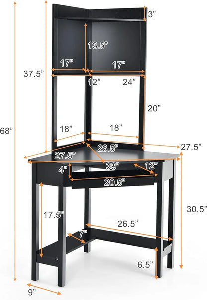 White Corner Desk w/ Hutch