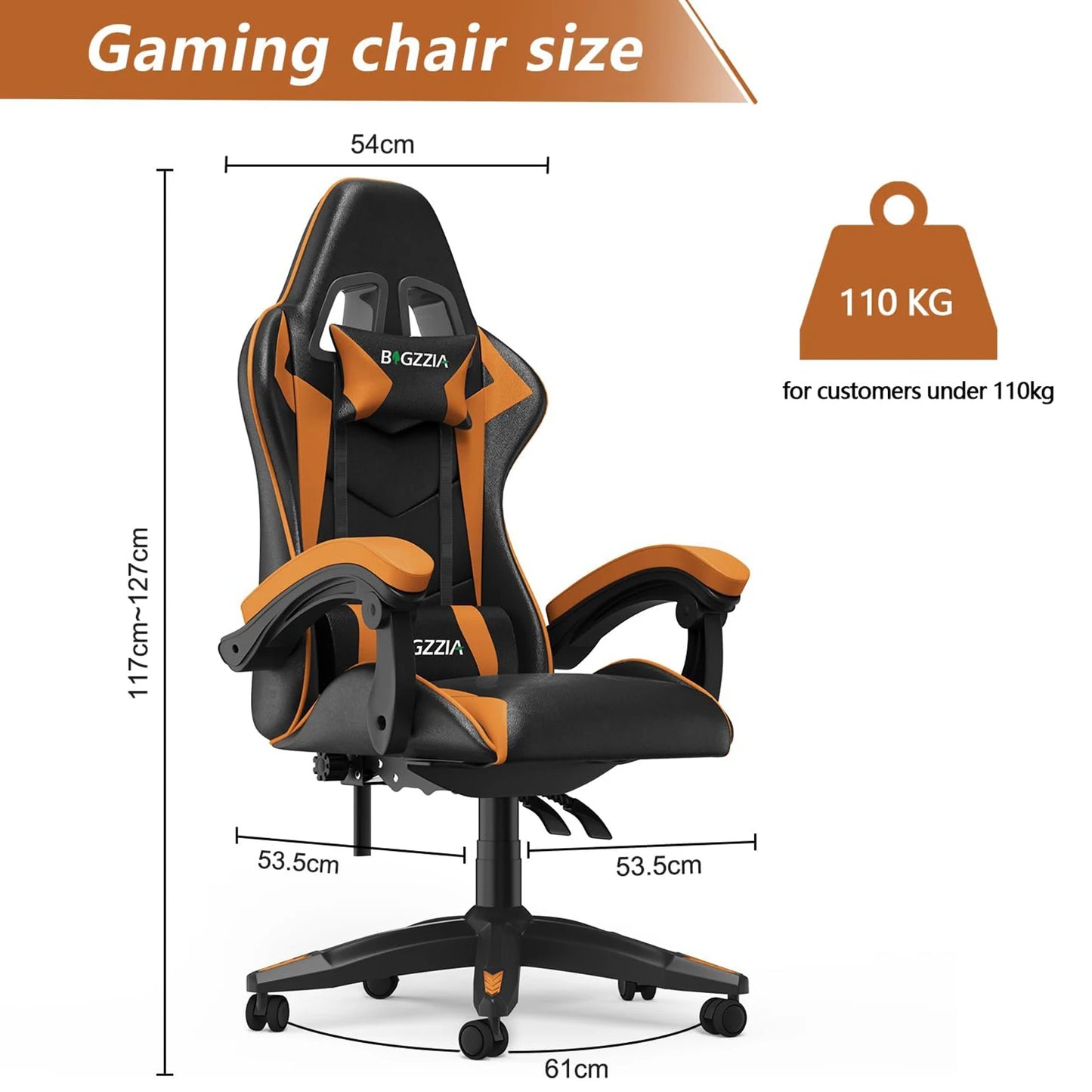 Gaming Chair with Headrest and Lumbar Support