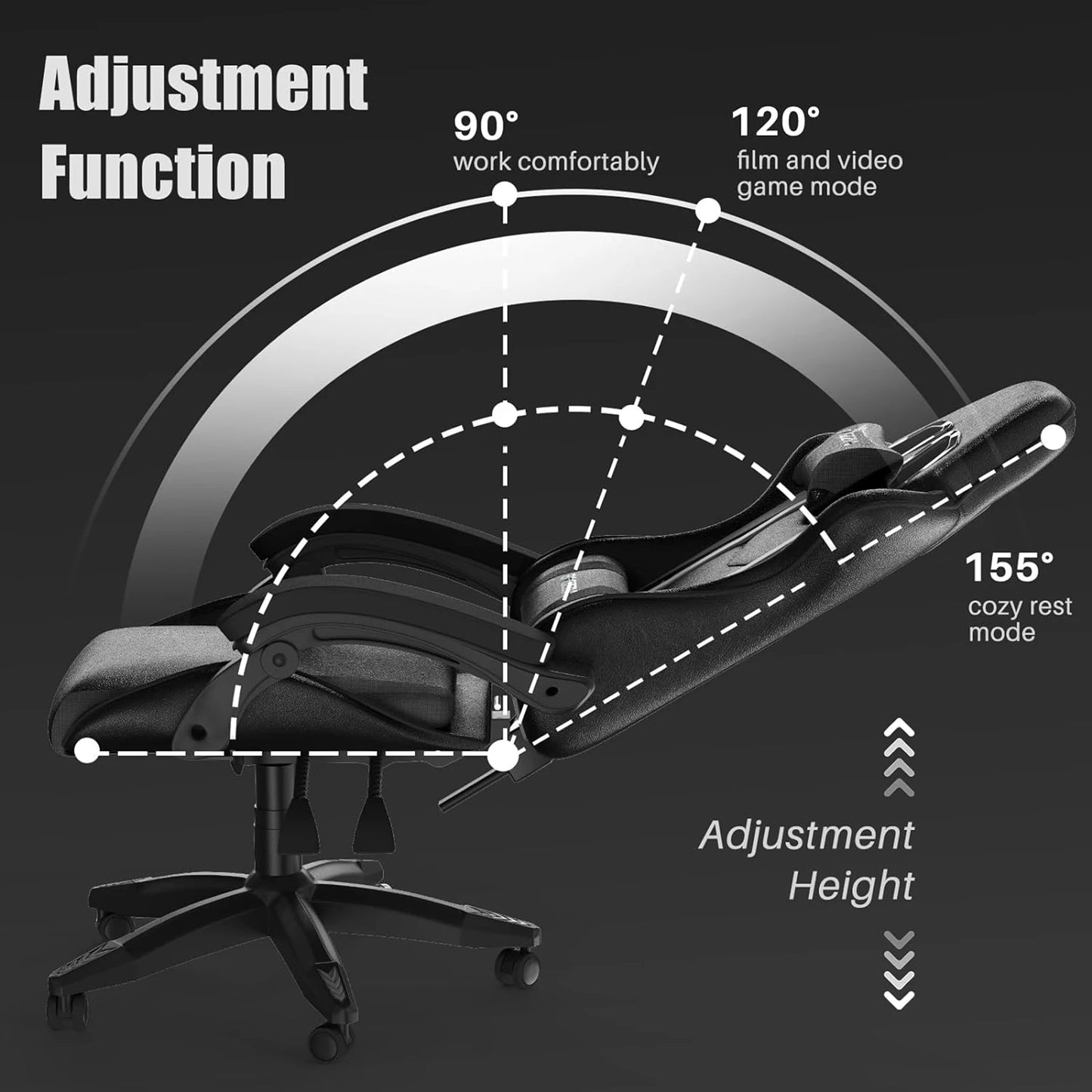 Gaming Chair with Headrest and Lumbar Support
